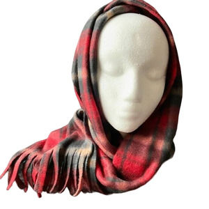Plaid Scarf with fringe to wrap up in this season, very soft synthetic material